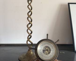 One of a pair of candlesticks and a barometer