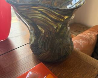 Glass Vase Signed L. Millard 1997