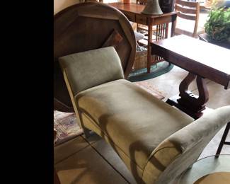 Micro fiber/ suede bench. Great for base of a bedroom bed, entry area, office, hallways, and living rooms .