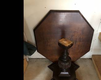 19 century octagon dining table. Extremely solid and heavy. Beautiful piece of furniture with an amazing base.