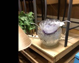 Glass and plastic punch bowls with spoons for Pennie’s on the dollar