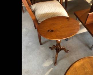 Antique oval flip down side table. 