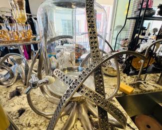 Silver tone octopus drink dispenser