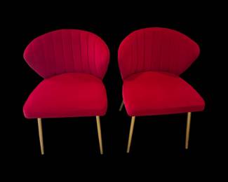 Pair red velvet chairs