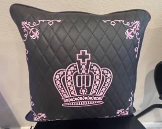 Pink and black crown pillows