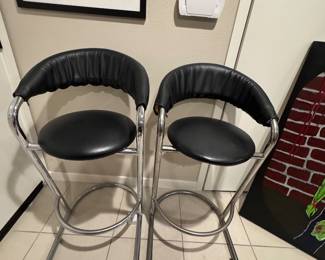Pair of bar height, contemporary Barstools