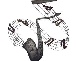 Metal wire saxophone Sculpture