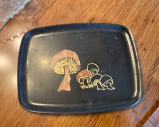 Vintage Couroc of Monterey Mushroom Motif Tray