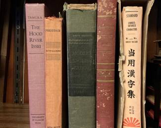 Collection of 5 Vintage Books: The Hood River Issei, Prejudice, Modern English Reading, American Poetry and Prose, Standard Chinese-Japanese Characters