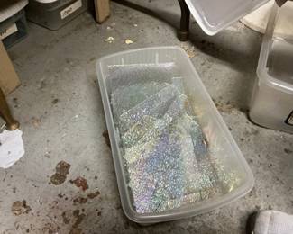 Assorted Stained Glass Pieces and Model Train Parts