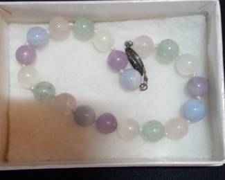 Multi-Gemstone Beaded Bracelet with Sterling Silver Clasp