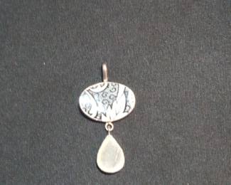 J. Lee Sterling Silver Pendant with Teardrop Stone