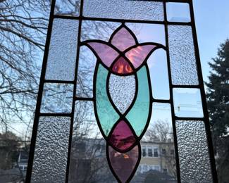 Stained Glass Panel with Floral Motif