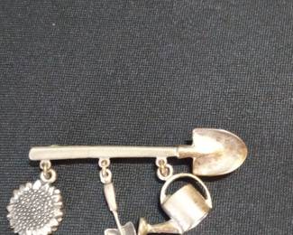 Gardening Tools Charm Brooch
