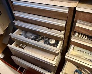 Vintage Wood and Metal Rolling Tool Chest/Cabinet-dental