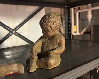 Vintage Austin Productions Bronze-Patinated Figurine of a Seated Child