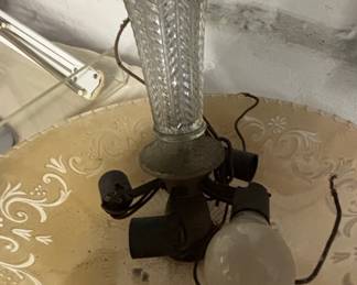 Vintage Frosted Glass Bowl Hanging Light Fixture with Embossed Floral Pattern