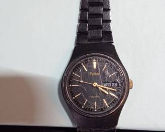 Pulsar Day-Date Black Dial Watch