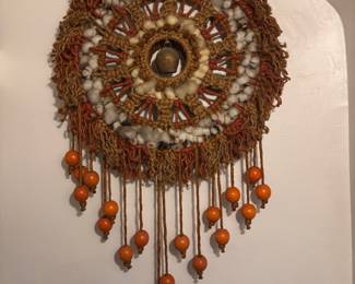 Bohemian Macrame Wall Hanging with Beads and Bell