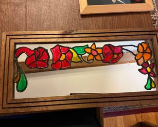 Vintage Stained Glass Floral Mirror