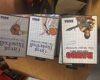 Sega Master System Game Cartridges: Great Baseball, Great Basketball, Rambo: First Blood Part II