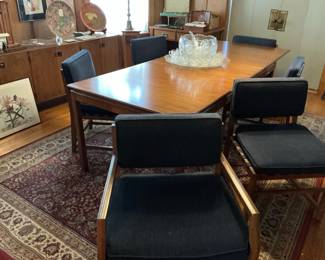 Mid-Century Modern Dining Set with Crystal Punch Bowl Set