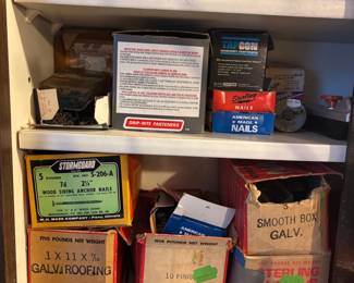 Assorted Boxed Nails and Fasteners - Sterling, American Made, Stormguard, Tapcon, Grip-Rite