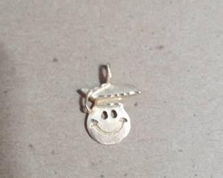 14K Gold Graduation Smiley Face Pendant
