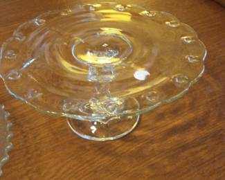 Indiana Glass Teardrop Clear Glass Cake Stand