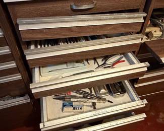 Vintage Wood and Metal Rolling Tool Chest/Cabinet-dental