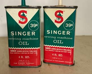 Vintage Singer Sewing Machine Oil Cans (39 Cents Price Point)