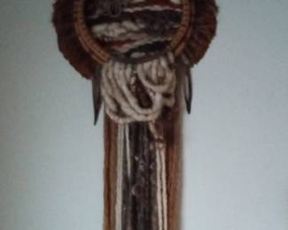 Vintage Dreamcatcher Wall Hanging with Feathers and Rope