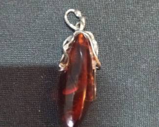 Baltic Amber and Sterling Silver Pendant