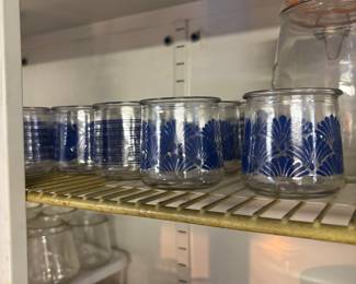 Yoplait Oui Yogurt Jars - Blue Fan Pattern