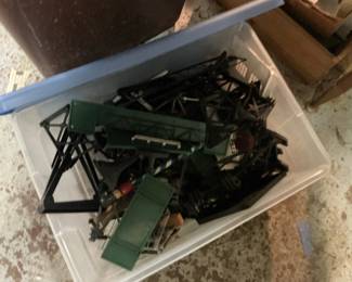 Assorted Stained Glass Pieces and Model Train Parts