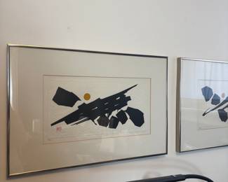 Abstract  Woodblock Print   "Nothing" by Haku Maki