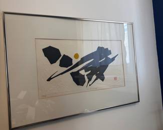 Abstract Woodblock Print by Haku Maki