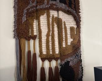 Vintage "M" or "W" Initial Macrame Wall Hanging with Tassels