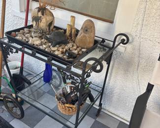 Vintage Wrought Iron Bar Cart attributed to Woodard