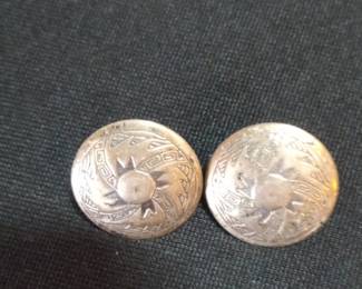 Native American Sterling Silver "Man in the Maze" Concho Earrings