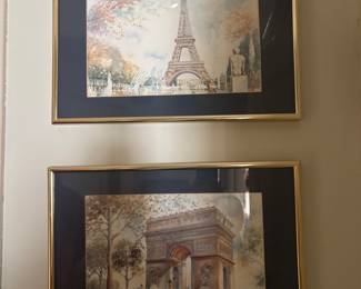 Pair of Legai Watercolor Prints of Parisian Landmarks