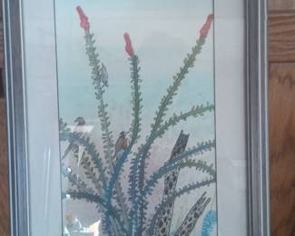 Daniel Randolph Ocotillo and Birds Watercolor Painting