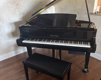 Pearl River Baby Grand piano Model GP142 4' 7"--features a player disc system with integrated speakers and matching bench.  Excellent condition.