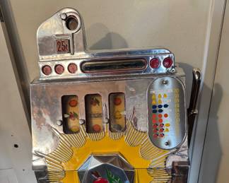Mills Novelty Bursting Cherry 25 cent slot machine.  C. 1930.