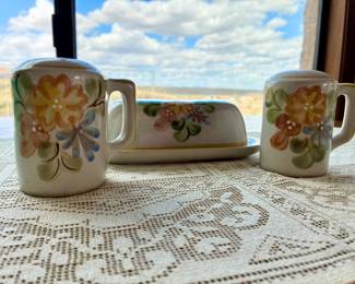 Louisville Stoneware salt/pepper/butterdish set