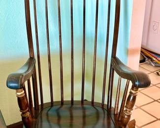 Vintage Ethan Allen Hitchcock style painted wood spindle rocking chair 44H x 34 1/2D X 25W