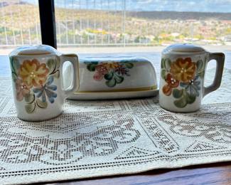 Louisville Stoneware salt/pepper/butterdish set