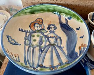 M A Hadley Farmer and Wife large serving bowl