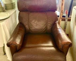 Lazy Boy brown leather swivel recliner