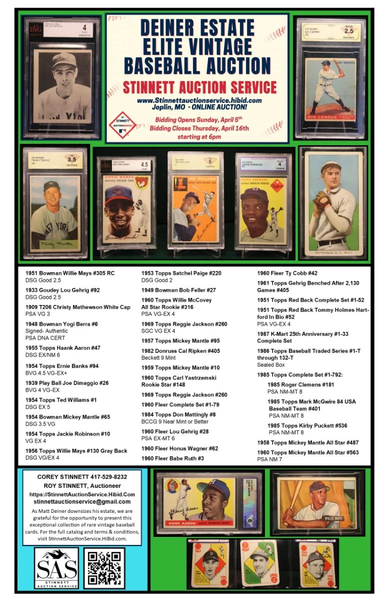 SALE BILL  DEINER BASEBALL  ONLINE AUCTION